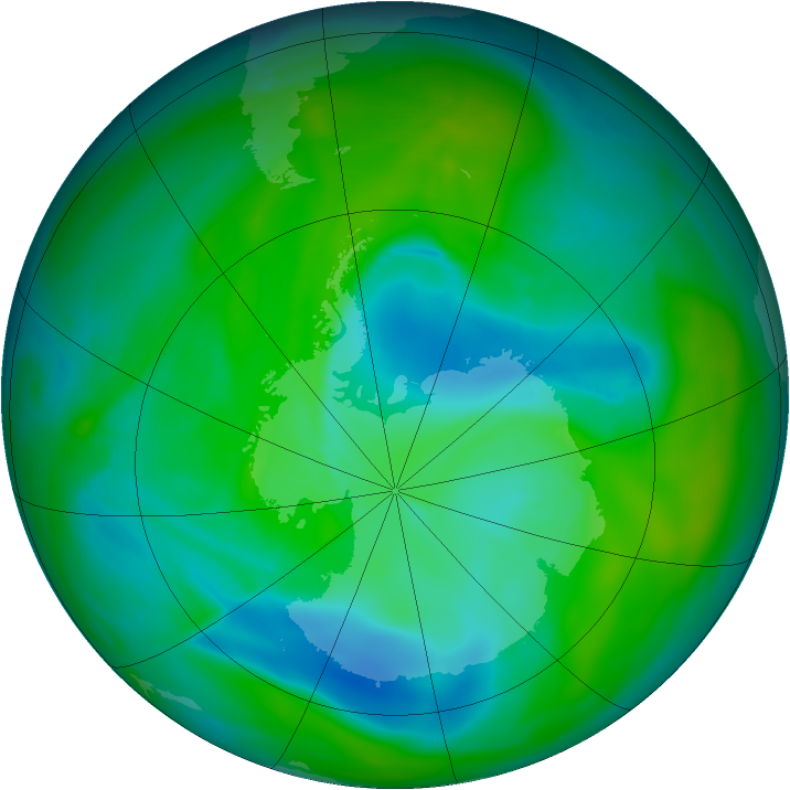 Antarctic ozone map for 07 December 2005